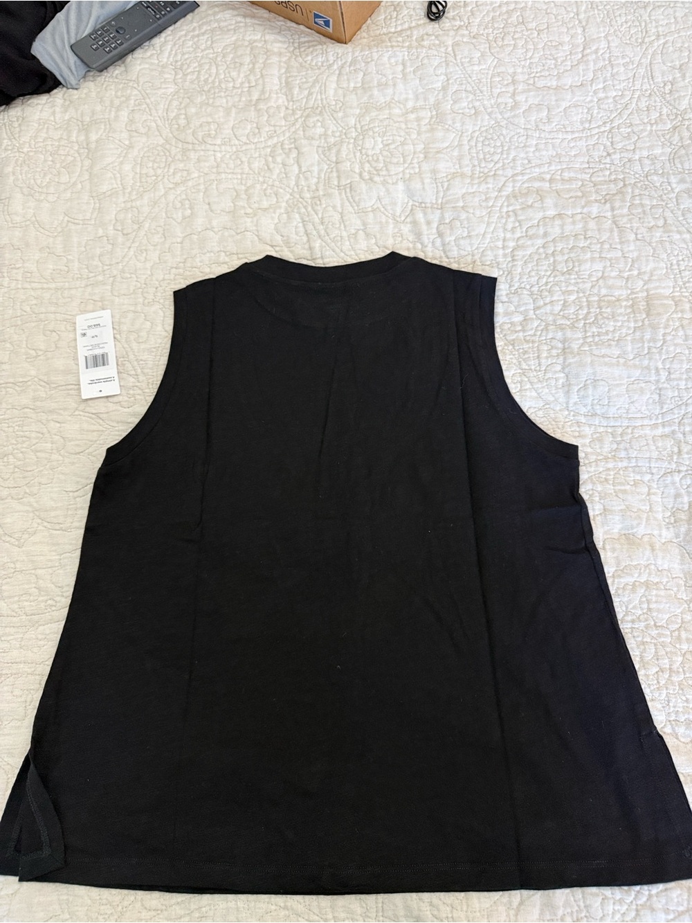 Eileen Fisher Classic Black slub Sleeveless Women's organic cotton Size SP